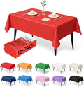 Craft And Party 12-Pack Red Plastic Tablecloths – 54 x 108 Inch Disposable Table Covers for Rectangle Tables, Heavy Duty & Waterproof for Parties, Events, Banquets, Red