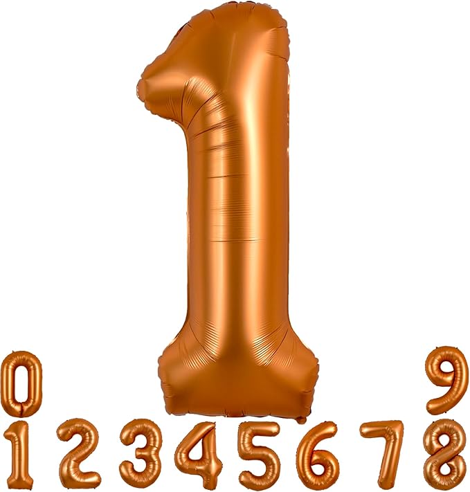 TONIFUL 40 Inch Orange Large Numbers Balloon 0-9 Birthday Party Decorations,Big Number 1 Foil Balloon Digital 1 for Birthday Party,Wedding, Bridal Shower,Engagement,Graduations,Anniversary,Baby Shower