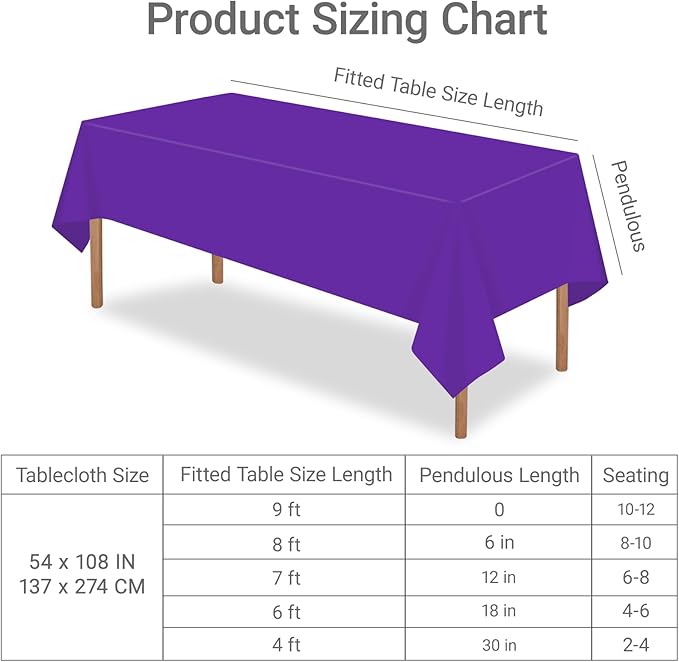 MRJ Purple Tablecloth 3 Pack Plastic Table Cloth 54 x 108 Inch Disposable Decorative Party Holiday Birthday Tablecloths for Rectangle Tables