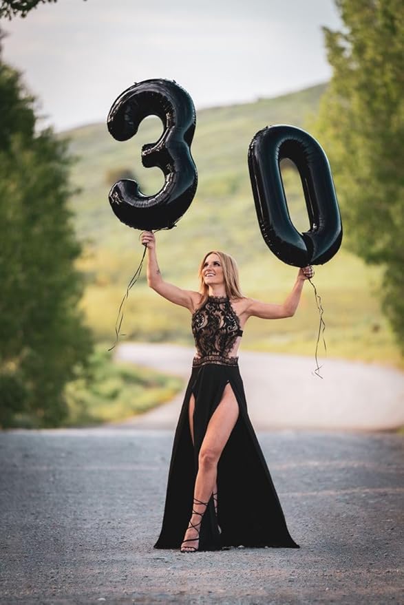 Number 10 Balloons, Balloons for Man Woman 10th Black Birthday Party Decoration, 40 Inch Foil Number Ballon for 10, 100 Anniversary, Bridal Shower, Graduation, Halloween, New Year