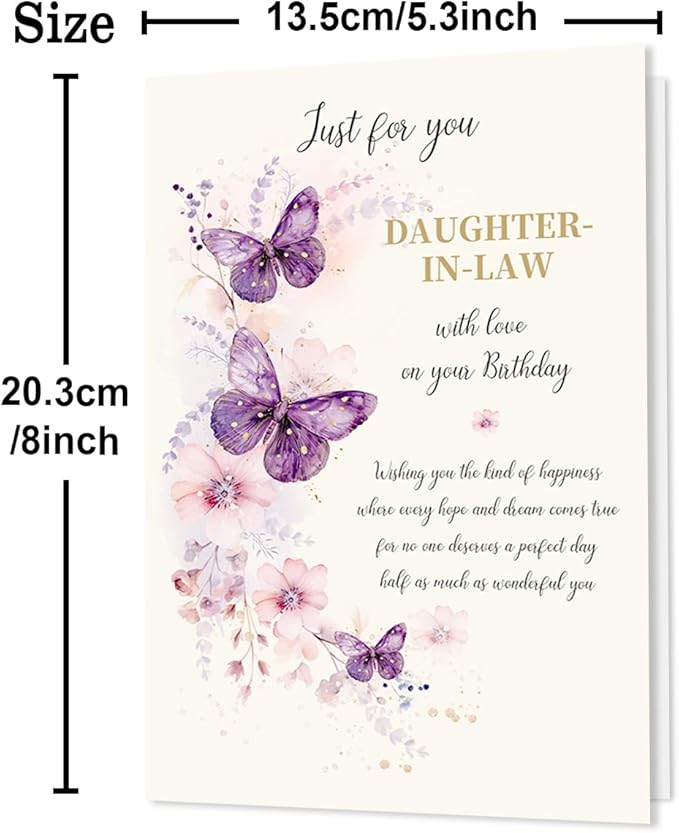 Funny Birthday Card for Daughter-in-Law, Wonderful Yet Heartfelt Greetings from Mother-in-Law-8x5.3 Inches, Double-Sided