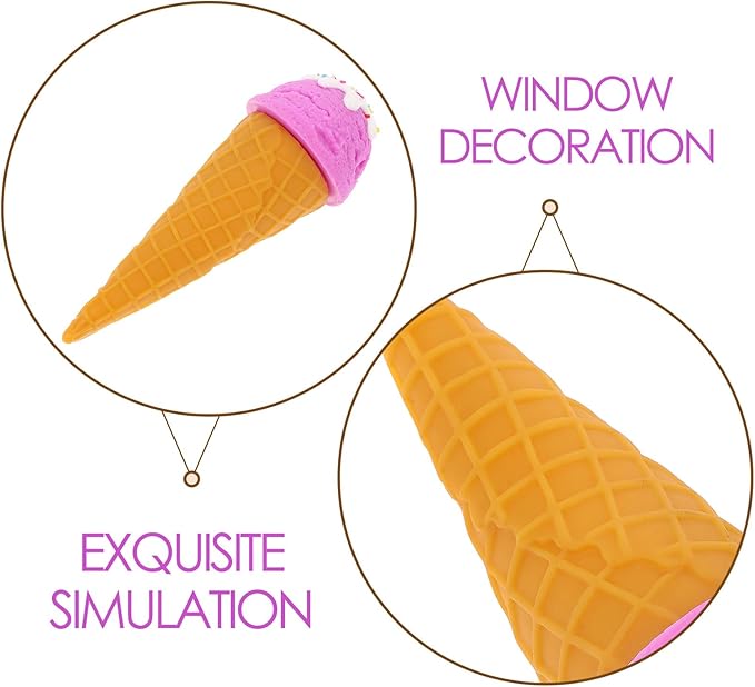 Artificial Ice Cream Cone, Realistic Simulation Ice Cream Toys with Multiple Flavors, Fake Dessert Model for Store Window Display, Photography Prop, Perfect for Cafes & Home Decor