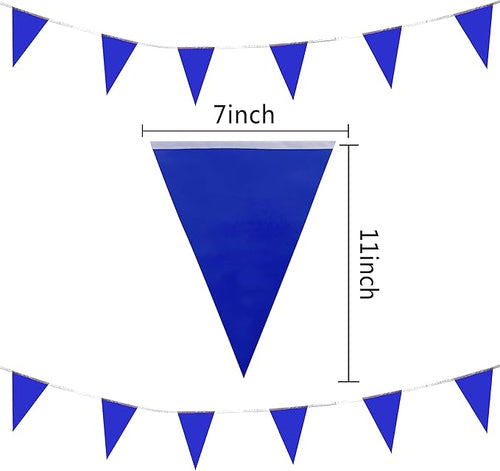100 Feet Blue Pennant Banners Flags String Hanging Triangle Bunting Flags,Party Decorations for Grand Opening,Kids Birthday,Carnival,60 PCS