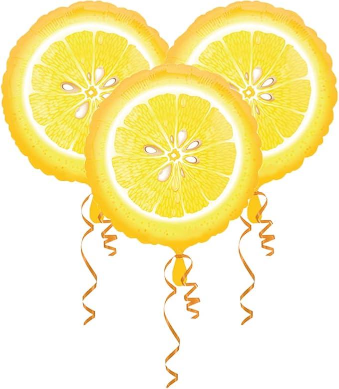 Set of 3 Lemon 18" Foil Party Balloons