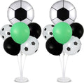 Soccer party Balloons Stand Kit 2 Sets with 2 Soccer Foil Balloons Green White Black Themed Centerpiece for Tables for Men Boys Football Game Sports Birthday Party Decorations