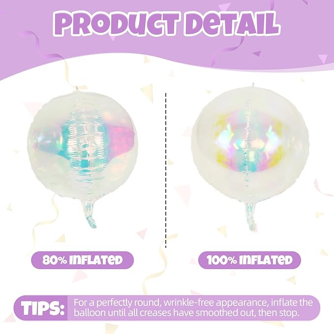 Biapian 12Pcs Pink and Iridescent Round Balloons Foil, 22" 18" 15" 10" 4D Round Shaped Ball Balloon, Large Pink Bubble Balloons for Wedding Prom Bridal Baby Shower Birthday Party Decorations Backdrop