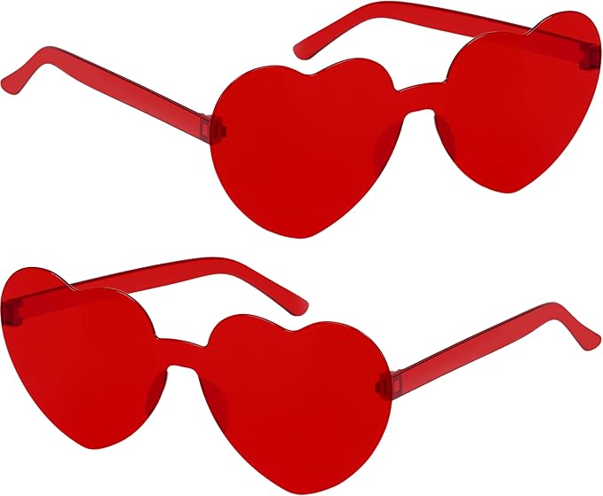 2/4/8/12/20 Pairs Heart Shaped Sunglasses Transparent Heart Glasses Rimless Trendy Eyewear for Valentines Party Favor