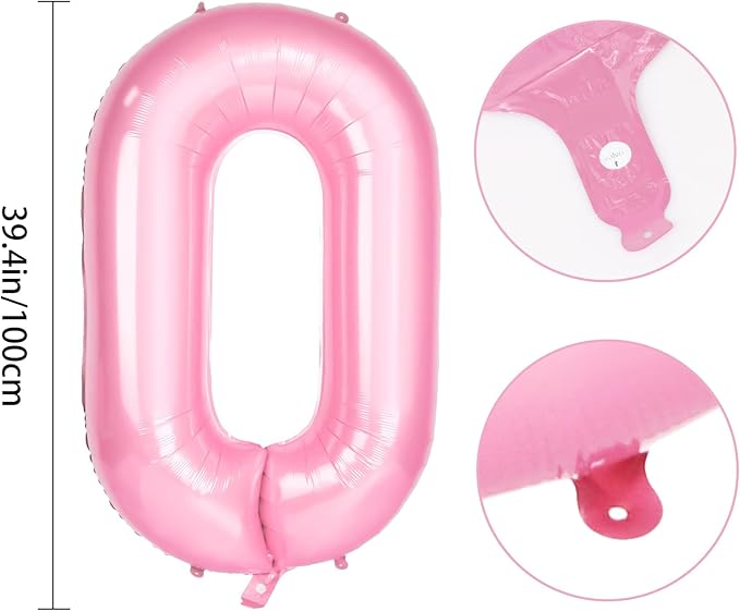 Number 0 Balloons 40 Inch Large Helium Foil Mylar Balloons For Birthdays Party Decorations/Wedding/Anniversary/Graduations/Baby Shower (Pink)