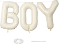 40 Inch Beige BOY Balloons, Large Cream White Sand BOY Balloon Letters with Ribbon, Ivory Alphabet Boy Balloon for Him Birthday Baby Boys Shower Boy or Girl Gender Reveal Party Decorations Supplies
