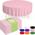 Pureegg Plastic Table Cloth Disposable 20 Pack, 84'' Round Table Cloths, Easter Party, Valentines, Mothers Day Decorations, Tablecloths, Round, Pastel Plastic Cover, Leakproof & Sturdy, Pink