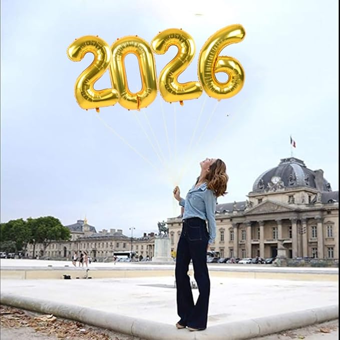 TONIFUL 2026 Graduation Balloons 42Inch Gold 2026 Number Balloons Aluminum Foil Mylar Balloons for New Year Eve Graduation Decorations Class of 2026 Christmas Anniversary 2026 Grad Party Supplies