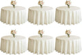 WIGENIUS 6 Pack Ivory Table Cloth Round Tablecloths 90 Inch,Polyester Table Cloth for 5 Foot Round Tables,Wrinkle Resistant Washable Fabric Table Covers for Party,Wedding Banquet