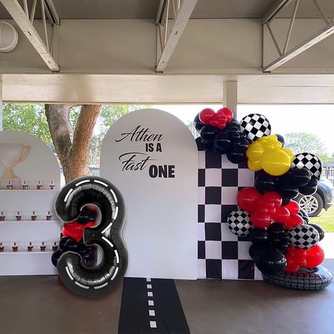 134pcs Balloons Race Car Birthday Party Supplies Decorations for Boys - Racing car Theme Party Supplies Happy Birthday Racecar Number Balloons Garland Kit Vroom Birthday Party Decorations