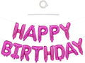 TONIFUL Hot Pink Happy Birthday Balloons Banner, 16 Inch Mylar Foil Letters Birthday Sign Bunting Reusable for Girls Boys Kids & Adults Birthday Decorations and Party Supplies
