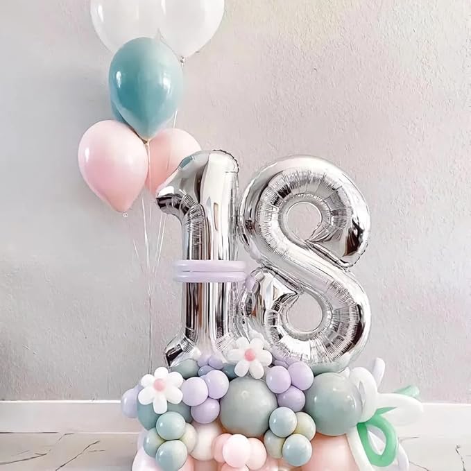 40 inch Silver Number Balloon Giant Foil Helium Balloons Silver Number 6 Balloon for 6th Birthday Party Anniversary Decorations Supplies