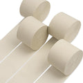PartyWoo White Crepe Paper Streamers 4pcs 328ft Pack of Sand White Crepe Paper Streamers for Birthday Wedding Baby Shower Engagement Bachelorette Anniversary Graduation Retirement Party Decorations