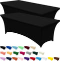 Utopia Kitchen Spandex Tablecloth 2 Pack [8FT, Black] Tight, Fitted, Washable and Wrinkle Resistant Stretch Table Cloth Rectangle Cover for Trade Show, Weddings & Parties [96Lx30Wx30H Inch]