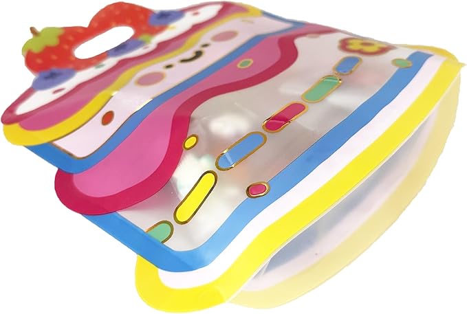 PABCK 20 Pack Clear Plastic Gift Bags Cartoon Goodie Bags 8.27x8.86 inch Candy Snack Cookie Packaging Bag with Handle Resealable Treats Birthday Party Favor Reusable Stand Up (10 Pink + 10 Orange)