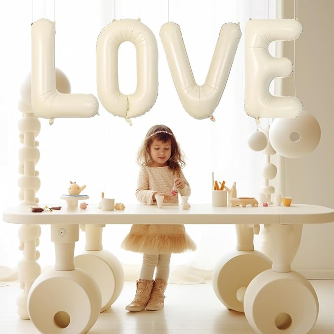 Cream E Letter Balloons,40 Inch Letter E Balloon Beige,Helium Custom Letter Balloon for Birthday Anniversary Party Decorations