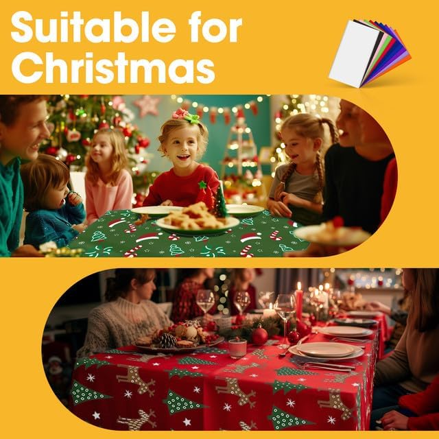 Christmas Red Plastic Table Cloth - 4 Pack 54" × 108" Rectangle Disposable Tablecloths for 6FT Tables, Table Cover for Party, Holiday & Gathering Use