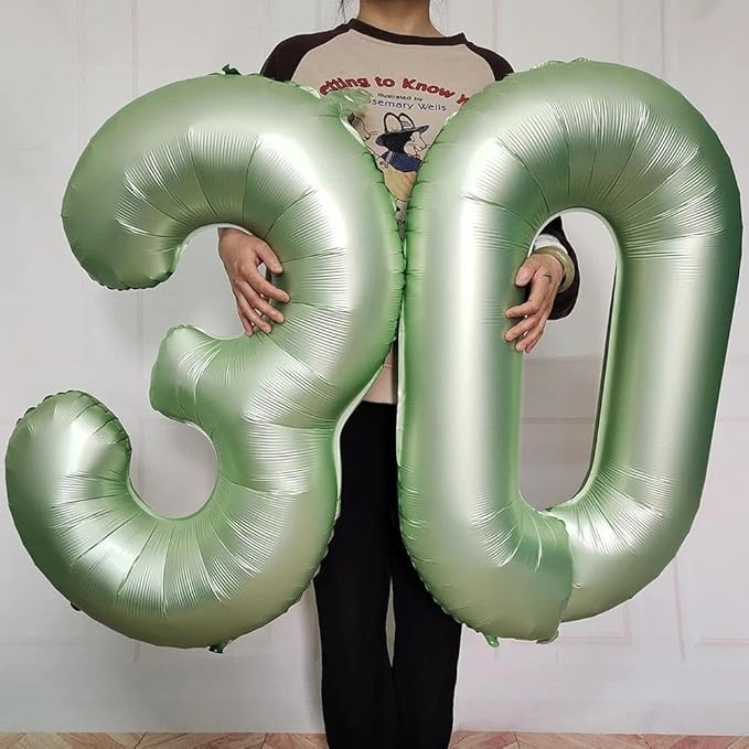 Sage Green Number 8 Balloon 40 Inch, 8 Balloon Number, 8th Birthday Decorations, Oliver Green Party Supplies for Boys Girls