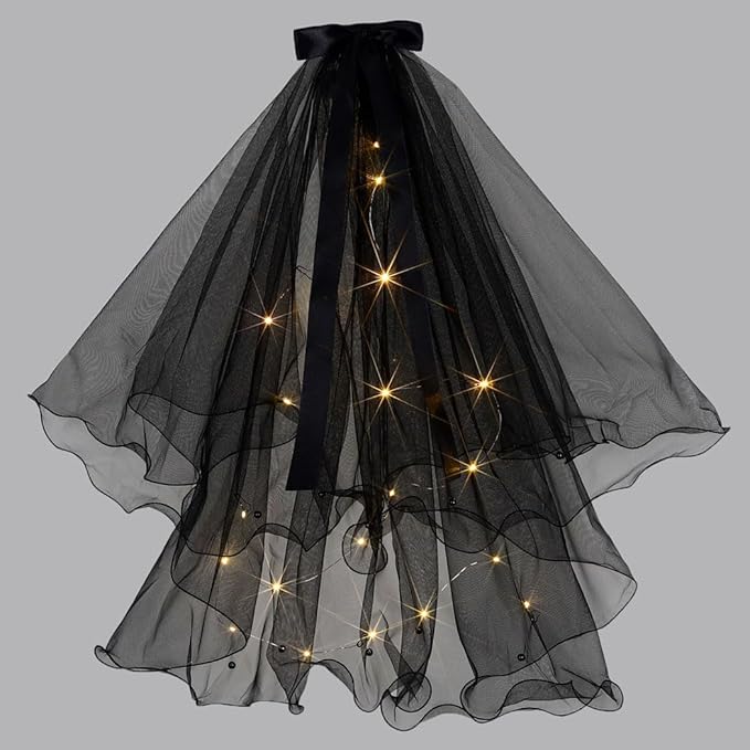 Light up Veil Short Bow Veils Wedding Bridal Veil for Bachelorette Party Veils Hair Accessories for Women