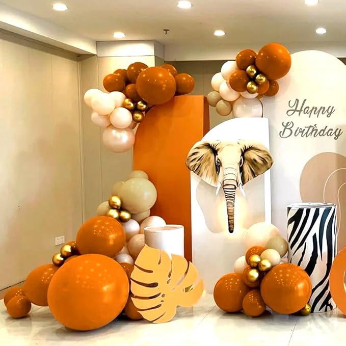 Fall Balloon Garland Arch Kit, 160Pcs Boho Burnt Orange Pastel Brown Pale Orange Balloons for Birthday, Baby Bridal Shower, Wedding Party Decorations
