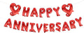 Happy Anniversary Balloon Banner, Red Foil Letter Balloons Sign with Heart Romantic Hanging Decoration for Women Men Couples Lovers Partners Wedding Ceremony Anniversary Party Supplies Gift