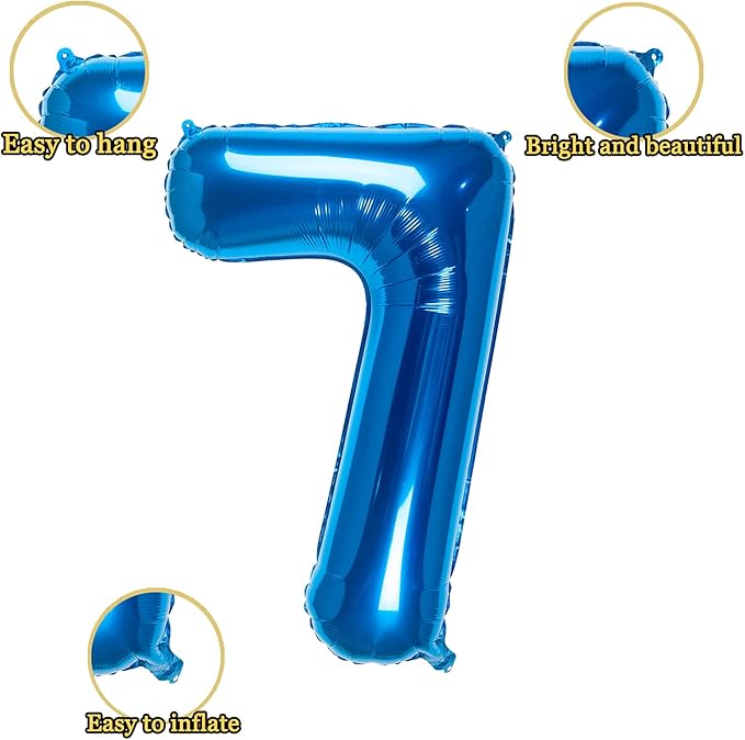 32 Inch Blue Number 7 Balloons Foil Ballon Digital Birthday Party Decoration Supplies (Blue Number 7 Balloon)