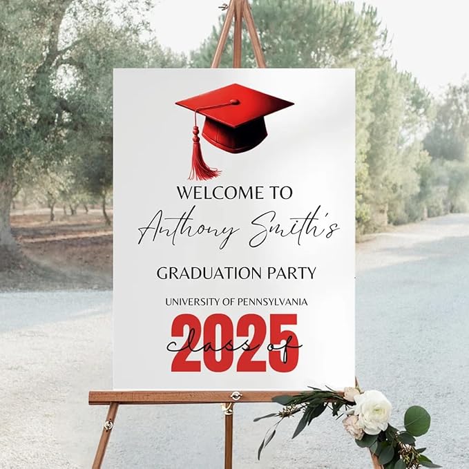 Graduation Party Welcome Sign, Photo Graduation Poster, Greenery Grad Poster, Grad Party Decorations, Senior 2025 2026, Class of 2025 Welcome Board,Custom Grad Celebration Sign, Graduates, Canvas 3