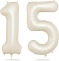 Biapian 40 Inch Cream Number 15 Balloon, 15th Birthday Balloons, Big Digital 15 or 51 Beige White Giant 15 Foil Balloon Helium for 51st 15th Birthday Decorations Anniversary Baby Shower Party Supplies