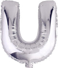 Glanzzeit 16 Inch Silver Foil Balloons Letters A to Z Numbers 0 to 9 for Prom Wedding Birthday Party Decor (Letter U)