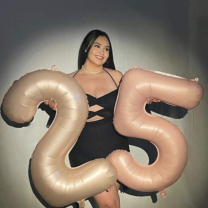 Light Brown Number 7 Balloon 40 Inch, 7 Balloon Number, 7th Birthday Decorations, Light Brown Party Supplies for Boys Girls