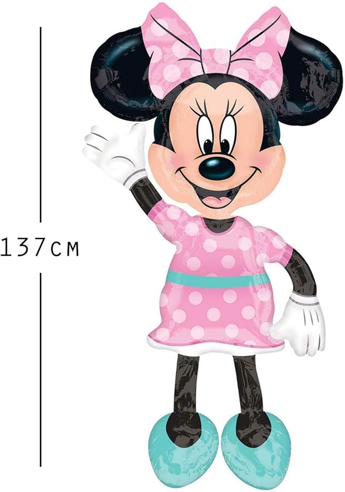 Anagram 34331 Minnie Airwalkers - Pink Dress Foil Mylar Party Balloon, 54", Multicolor, Pack of 1,10116417