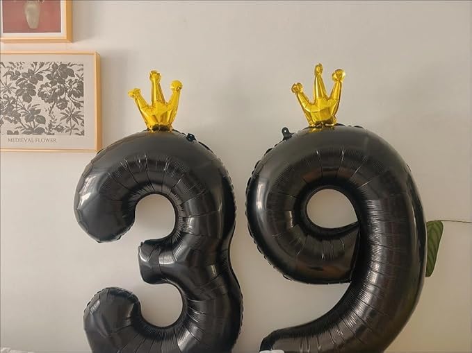 Black Number 6 Balloon with Crown, 40 inch Black Number Balloon 6th Birthday Party Decoration black Crown Balloons 0-9 for Birthday Party Anniversary Decorations Supplies