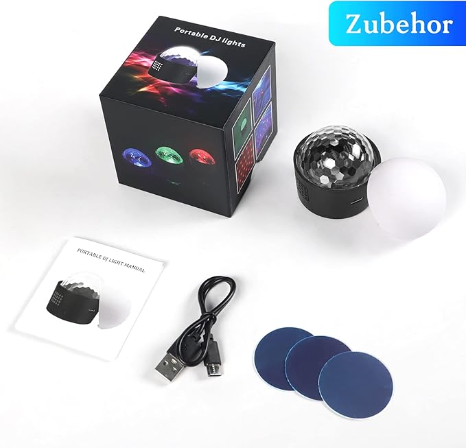 Mini Disco Ball Light,Rechargeable Party Lights,Sound Activated Strobe DJ Light,Portable Battery Operated,Night Lights Projector for Kids,Halloween,Disco Decoration for Car/Parties