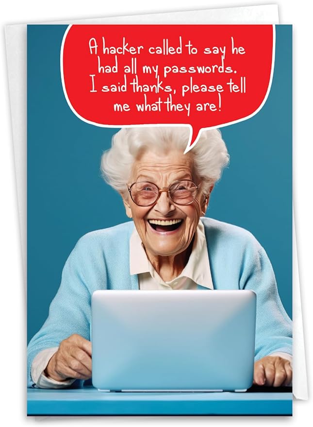 NobleWorks Funny Birthday Paper Card with 5 x 7 Inch Envelope For Women, Her and Mother(1 Card) Bday Hacker C10661BDG