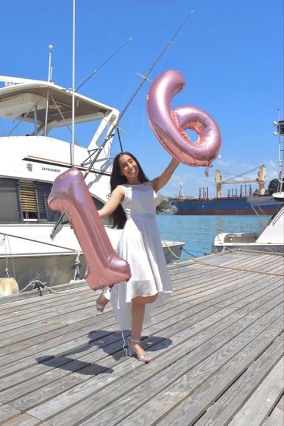 Balloon Numbers 40 Inch 5 Ballon for 5th Birthday Decorations, 15 25 35 50 Big Pearl Pink Number Balloons for Wedding Photo Shoot Party Decor