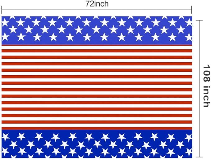 3 Pack American Flag Tablecloth, 54" x 108" Disposable Plastic Table Covers for Columbus Day, 4th of July Decoration