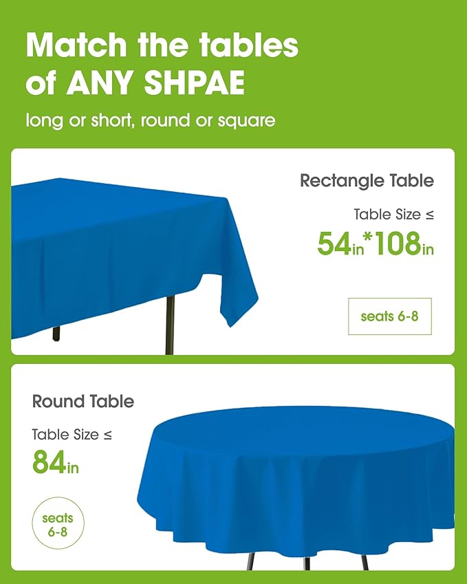 Pureegg Plastic Table Cloth Disposable 12 Pack, 54 x 108 Inch Table Cloths, Graduation Decorations Class of 2026, Graduation Party Tablecloths, Rectangle, Plastic Cover, Leakproof & Sturdy, Blue