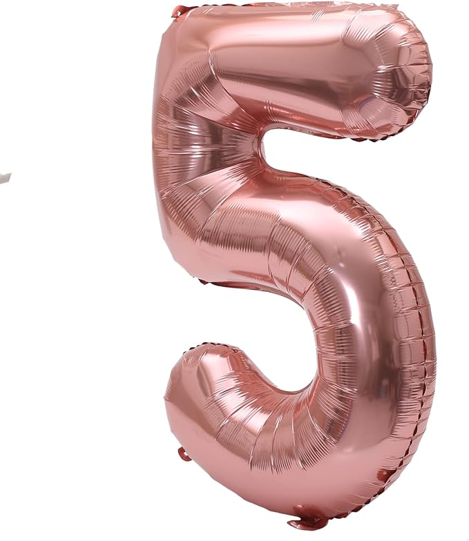 YPSelected 32 Inch Large Foil Helium Number Balloon Birthday Wedding Party 0-9 (Rose Gold, 5)