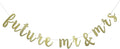 Future Mr & Mrs Banner for Engagement Bridal Shower Bride and Groom Party Decorations Pre-Strung Sign (Gold Glitter)