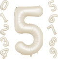 40 Inch Cream Number 5 Balloon, Beige Large 5th Birthday Balloons, Digital 5 Cream White Giant 5 Foil Balloon Helium for Boys Girls 5th Birthday Decorations Anniversary Baby Shower Party Supplies
