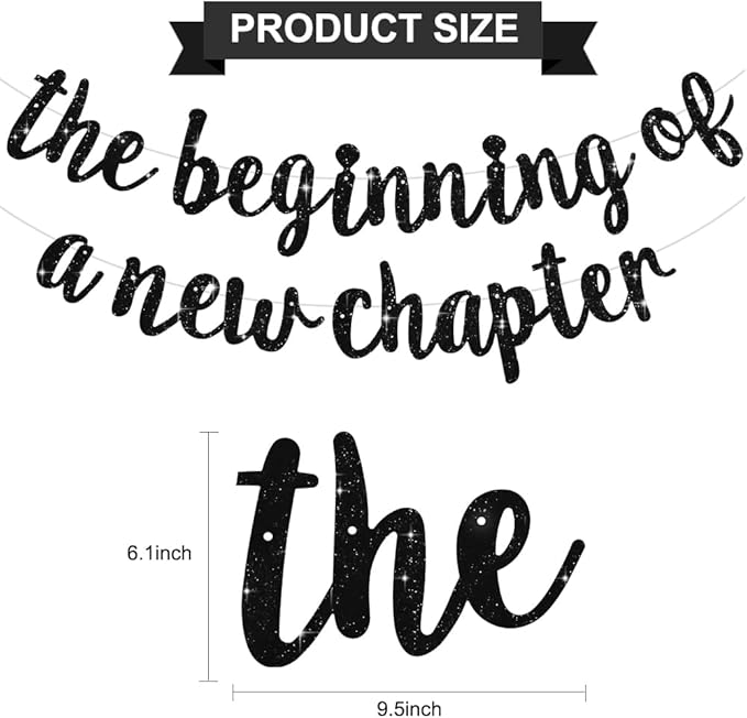 BEISHIDA The Beginning of A New Chapter Banner, Farewell party decorations,Graduation Sign 2026 Banner,Happy retirement Supplies,Going away party Sign Garland,Graduation banner Glitter Black