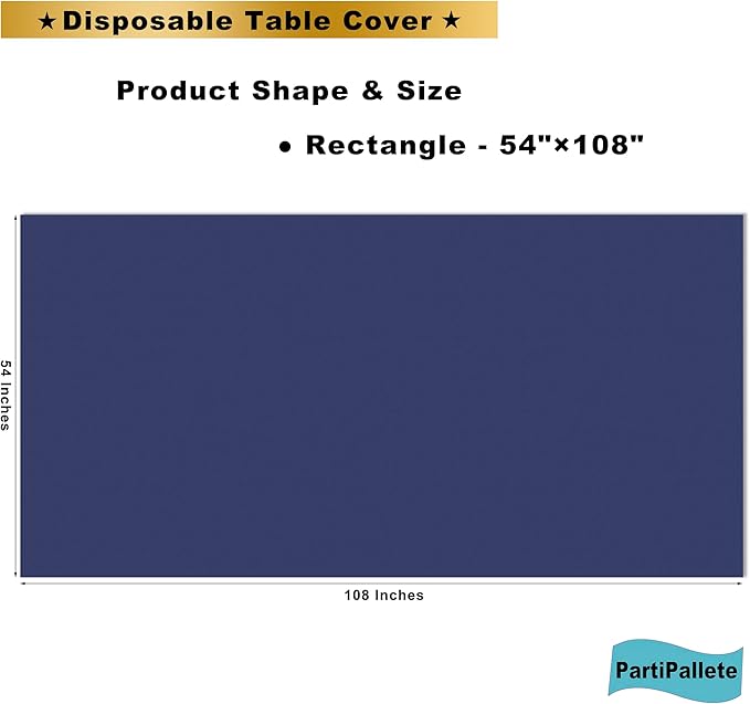 3-Pack Premium Plastic Deep Navy Blue Tablecloth Disposable 54 x 108 Inch. Rectangle Table Cover PEVA Party Marine Midnight Blue Table Cloths for Parties Birthday Wedding Picnic Banquet