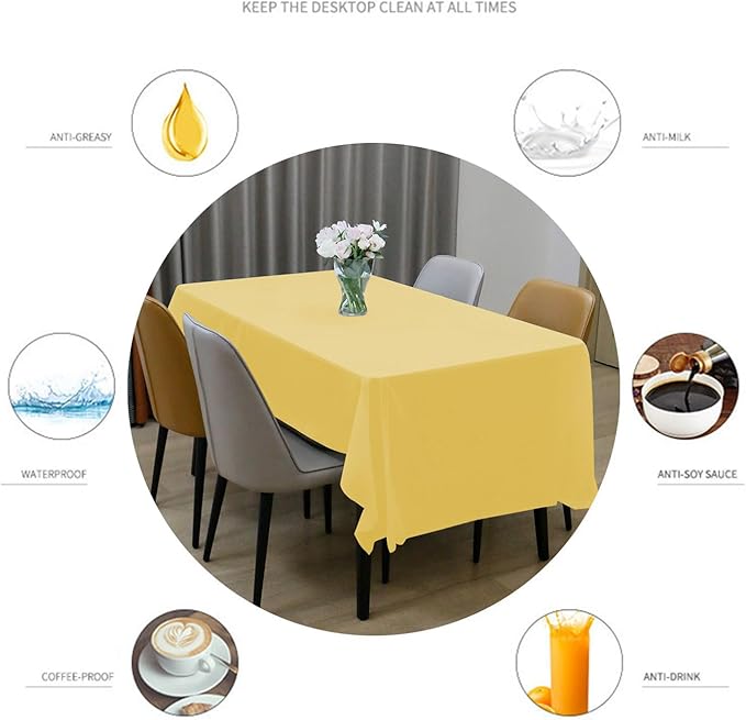 Plastic Tablecloths,Disposable Table Covers,Baby Shower Party Tablecovers,Table Cloths for Picnic Birthday Wedding Parties 8 ft Rectangle Use,54 x 108 Inches,2 Pack,Light Blue,Yellow.