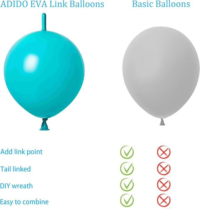 Link Balloons Teal Blue 6 Inch 12 Inch Latex Quick Linkale Balloon 160 Pcs for Birthday, Halloween, Christmas, Party Festival Decorations