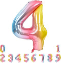 TONIFUL 40 Inch Rainbow Large Numbers Balloons 0-9, Number 4 Digital 4 Helium Balloons, Foil Mylar Big Number Balloons for Birthday Party Anniversary Supplies Decorations