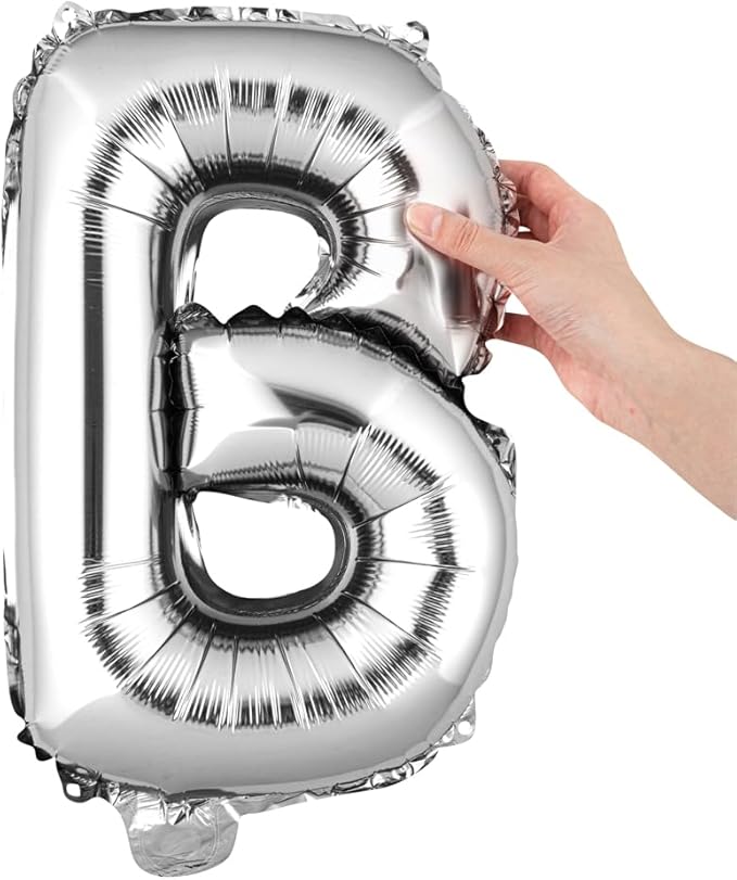 Restaurantware Balloonify 16 Inch Letter Balloon 1 Alphabet Party Balloon - Letter B Self-Sealing Silver Foil Mylar Balloon Hanging Film Decoration For Birthday Wedding Or Graduation