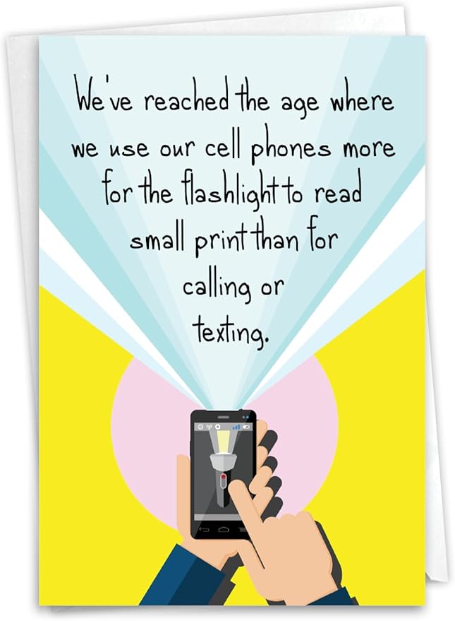 NobleWorks Funny Birthday Greeting Card with 5 x 7 Inch Envelope (1 Card) Bday Phone Usage C10665BDG